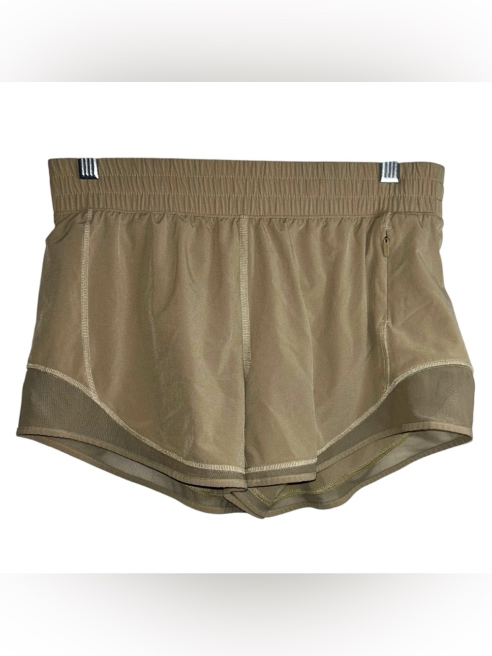 Aritzia Tna GOLDEN High-Rise Athletic Shorts Mesh Detail Tan Beige Size 2